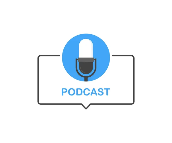 Podcast. icône, logo design. Illustration vectorielle style plat moderne — Image vectorielle