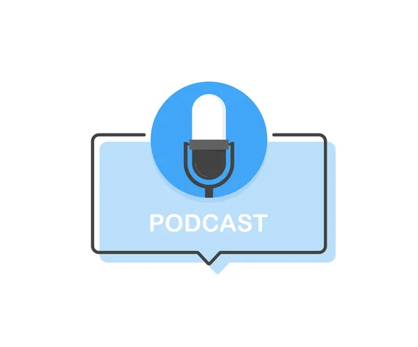 Podcast. ikon, logo tervezés. Modern síkszerű vektoros illusztráció — Stock Vector