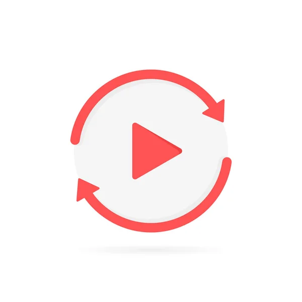 Video play button like replay icon. concept of watching on streaming video player or livestream webinar. Modern flat style vector illustration