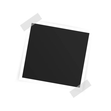 Vektör Fotoğraf çerçeve mockup tasarım. Beyaz arka plan üzerinde izole yapışkan bant fotoğraf çerçevesi. Vektör çizimi