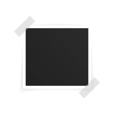 Vektör Fotoğraf çerçeve mockup tasarım. Beyaz arka plan üzerinde izole yapışkan bant fotoğraf çerçevesi. Vektör çizimi