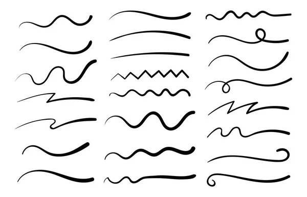 Handgezeichnete Sammlung von Lockenkrämpfen, Tupfen, Tupfen. Kalligraphie wirbelt. zitiert Symbole. Textelemente hervorheben — Stockvektor