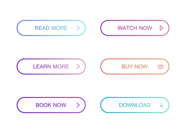 一套现代材料风格按钮。不同的渐变颜色。现代向量例证平的样式 — 图库矢量图片