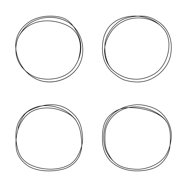 Set cerchio linea disegnata a mano. Circolari scarabocchi cerchi rotondi per elemento di design del segno di nota del messaggio. Illustrazione vettoriale — Vettoriale Stock