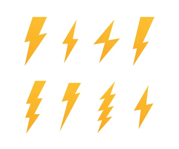 Set Lightning bolt. Thunderbolt, lightning strike. Modern flat style vector illustration — Stock Vector