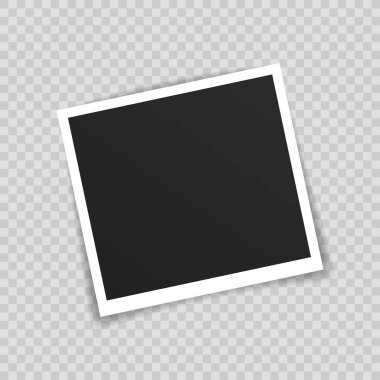 Vektör Fotoğraf çerçeve mockup tasarım. Şeffaf arka planda izole yapışkan bant üzerinde fotoğraf çerçevesi. Vektör çizimi