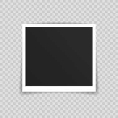Vektör Fotoğraf çerçeve mockup tasarım. Şeffaf arka planda izole yapışkan bant üzerinde fotoğraf çerçevesi. Vektör çizimi