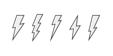 Şimşeği ayarla. Yıldırım, yıldırım. Modern düz biçim vektör illüstrasyonu
