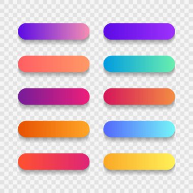 Super set of button gradient style with shadow isolated on transparent background for website, ui, mobile app. Modern vector illustration design