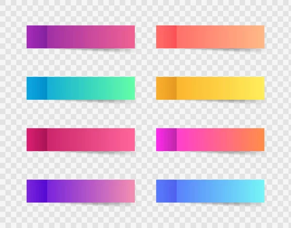 異なるカラフルなポストノートステッカー、ベクトルコレクション。影のテンプレートと粘着テープ。メモ用紙を投稿する。テキストを配置します。 — ストックベクタ
