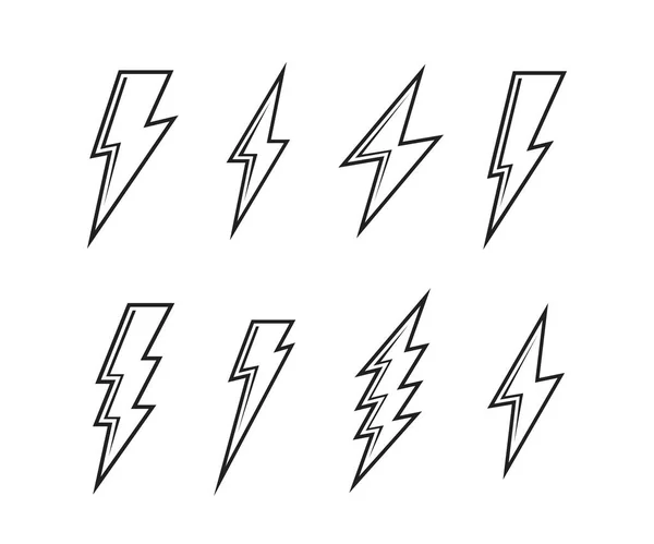 Parafuso relâmpago Super Set. Thunderbolt, relâmpago. Ilustração vetorial de estilo plano moderno — Vetor de Stock