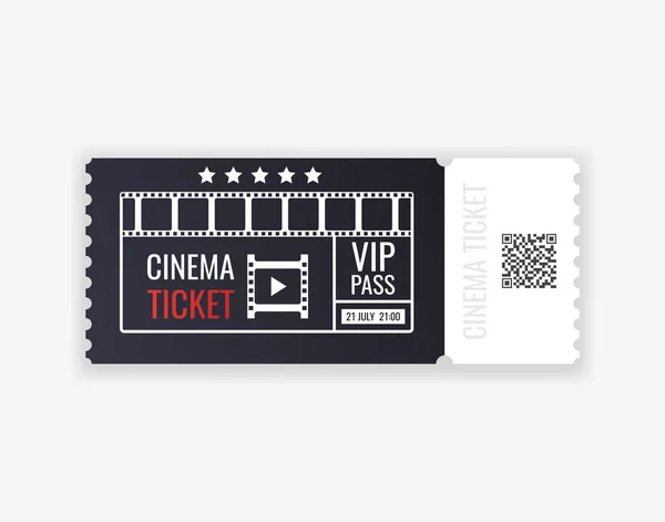 Cinema ticket isolated on transparent background. Realistic cinema entrance ticket. Vector illustration — Stock Vector