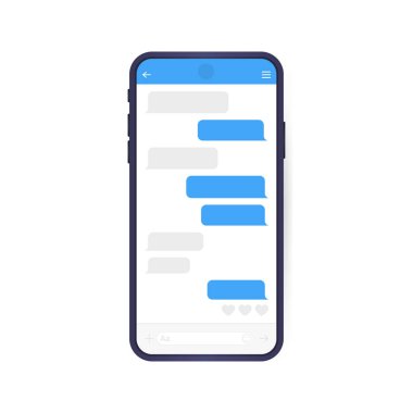 Haberci sohbet ekranlı akıllı telefon. Modern vektör çizimi düz biçimi