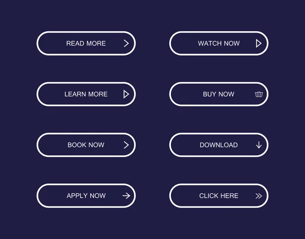 Set di pulsanti in stile materiale moderno per sito web, app mobile e infografica. Stile piatto moderno di illustrazione vettoriale — Vettoriale Stock