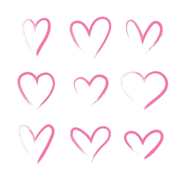 Heart hand drawn grunge icons set isolated on white background. For poster, wallpaper and Valentine's day. Collection of hearts, creative art — 스톡 벡터