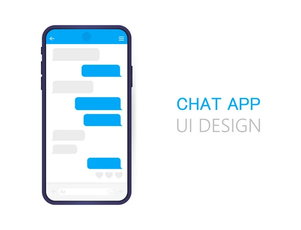 Smartphone mit Messenger-Chat-Bildschirm. Moderne Vektorillustration flacher Stil — Stockvektor