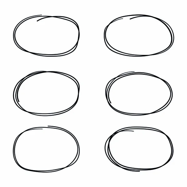 Handgezeichnete Kreise skizzieren Rahmen Super-Set. Runden Kritzellinienkreise. Vektorillustrationen — Stockvektor