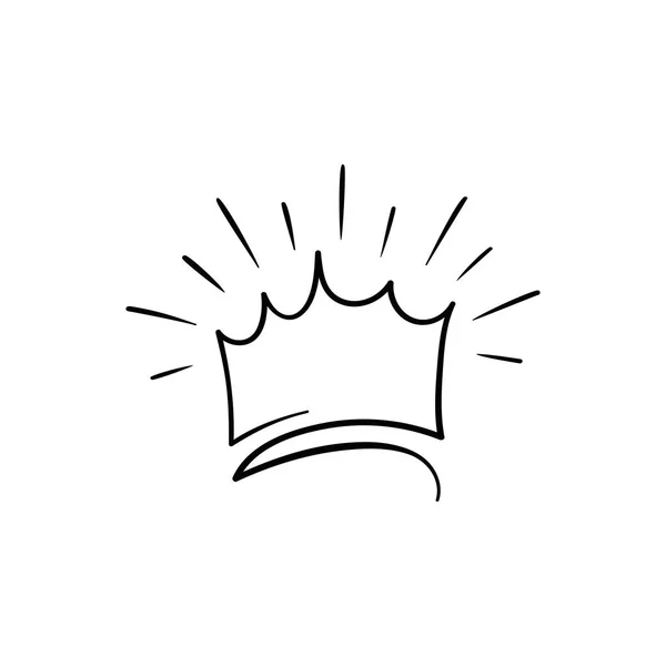 Logotipo da coroa desenhada à mão para o ícone da rainha, símbolo de diadema de princesa, ilustração doodle, elemento de arte pop, conceito de compras de beleza e moda —  Vetores de Stock
