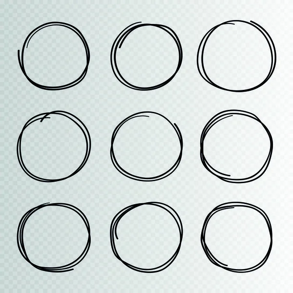 Handgezeichnete Kreise skizzieren Rahmen Super-Set. Runden Kritzellinienkreise. Vektorillustrationen — Stockvektor