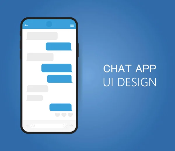 Inteligentní telefon s diskusní obrazovkou messenger. Moderní vektorová ilustrace plochý styl — Stockový vektor