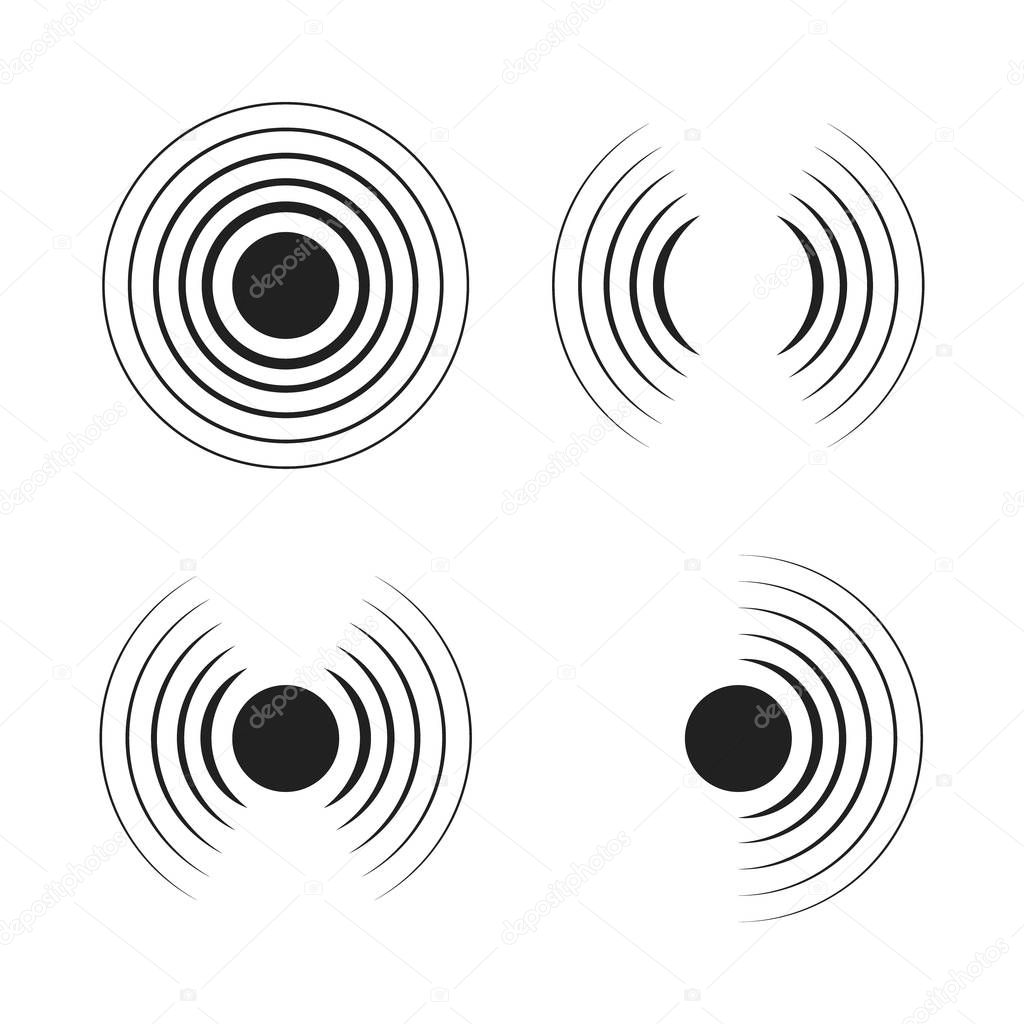 Set of radar icons. Sonar sound waves. Modern flat style vector illustration