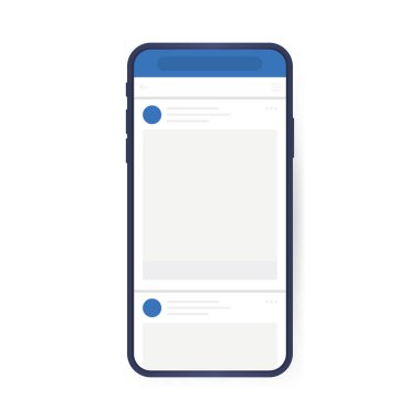 Sosyal medya tasarım konsepti. Sosyal ağ üzerinde arayüz atlıkarınca sonrası ile Smartphone. Modern düz stil vektör illüstrasyon