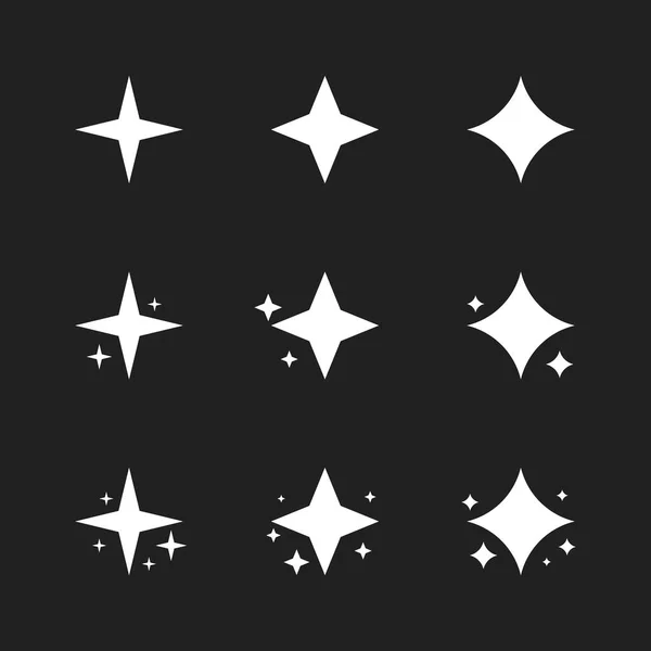 Super set of stars sparkle icon. Bright firework, decoration twinkle, shiny flash. Glowing light effect stars and bursts collection. Modern flat style vector illustration — Stock Vector