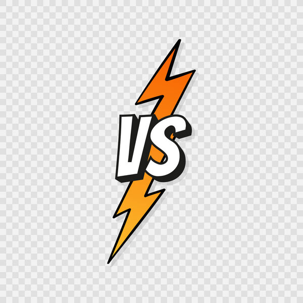 Concept VS. Fight. Versus sign gradient style with lightning bolt isolated on transparent background for battle, sport, competition, contest, match game. Vector illustration