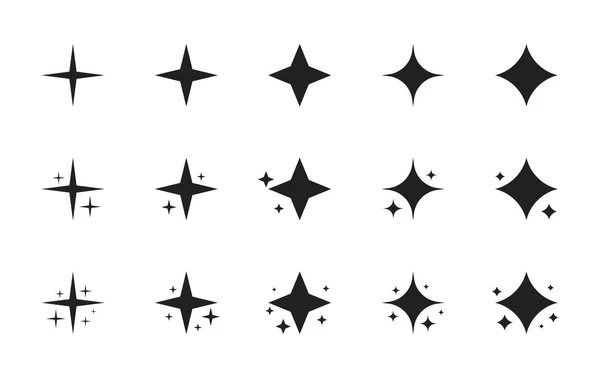 Σούπερ σύνολο αστεριών λάμψη εικονίδιο. Φωτεινό πυροτέχνημα, διακοσμητικό λάμψη, λαμπερό φλας. Φωτεινά αστέρια φως εφέ και συλλογή εκρήξεις. Εικονογράφηση σύγχρονου επίπεδου στυλ — Διανυσματικό Αρχείο