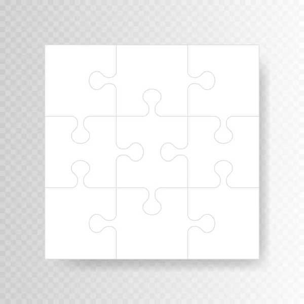 Puzzle background, banner, blank. Jigsaw section template. Modern vector illustration — Stok Vektör