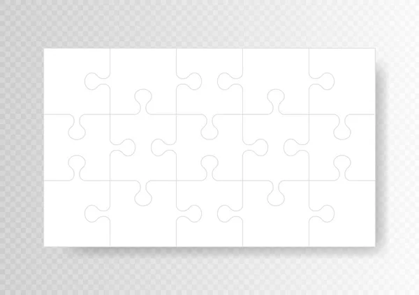 Puzzle background, banner, blank. Jigsaw section template. Modern vector illustration — Stok Vektör