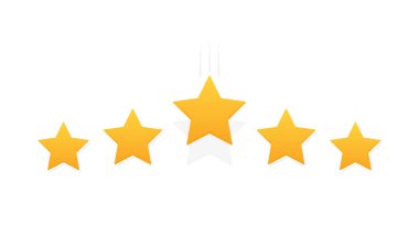 Beş yıldızlı ürün değerlendirmesi. Modern düz biçim vektör illüstrasyonu