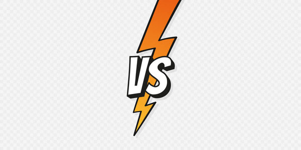 Concept VS. Fight. Versus sign gradient style with lightning bolt isolated on transparent background for battle, sport, competition, contest, match game. Vector illustration