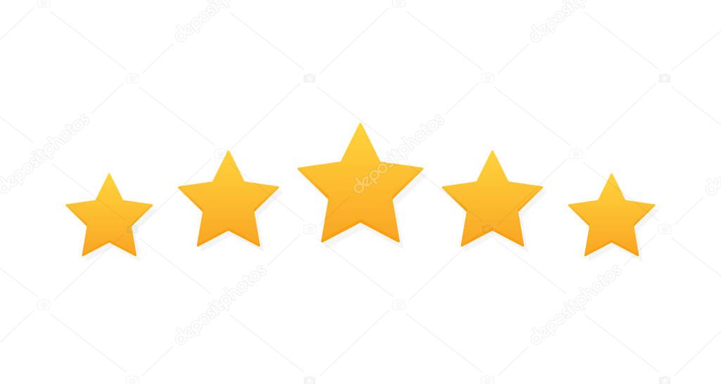 Five stars customer product rating review. Modern flat style vector illustration