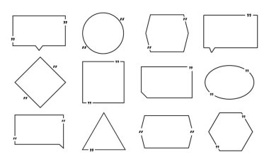 Alıntı kutusu çerçevesini ayarla. Mesaj kutuları. Vektör illüstrasyon tasarımı