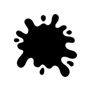 Siyah boya lekeleri ikonu. Boya sıçraması, tek renkli düz sembol. Vektör illüstrasyon tasarımı