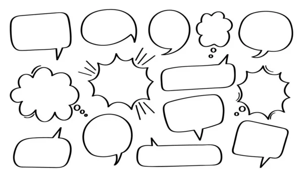 Set hand drawn speech bubble or chat bubble. Vector illustration — 스톡 벡터