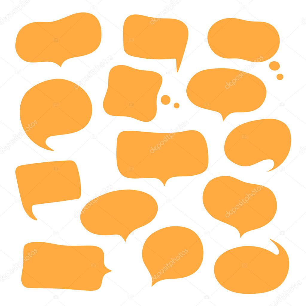 Set different hand-drawn speech bubble. Talk chat speak message. Empty blank comment. Vector illustration design