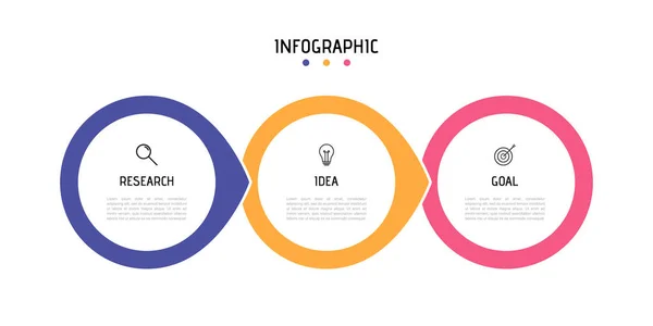 Szablon Infograficzny Procesów Biznesowych Kolorowe Okrągłe Elementy Liczbami Opcje Lub — Wektor stockowy