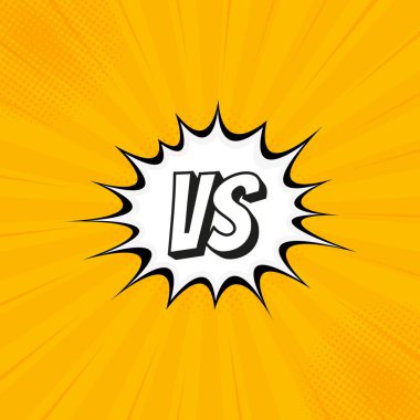 Karşıt V 'ler düz çizgi roman stili tasarımı, savaş, spor, rekabet, yarışma ve maç oyunu için şimşek tasarımı ile dövüş arka planında izole edilmiş. Vektör illüstrasyonu