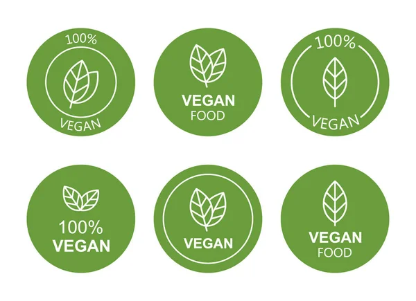 Réglez Icône Végétalienne Plate Sur Fond Blanc Bio Écologie Logos — Image vectorielle