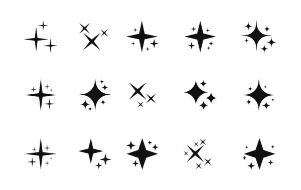 세트의 별들이 반짝이는 아이콘입니다 불꽃놀이 폭발적 수집에 영향을 미친다 그래픽 — 스톡 벡터