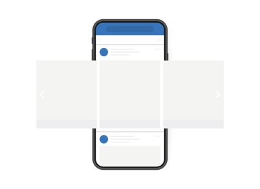 Sosyal medya tasarım konsepti. Sosyal ağ üzerinde arayüz atlıkarınca sonrası ile Smartphone. Modern düz stil vektör illüstrasyon.