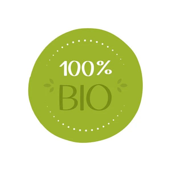 Etiqueta 100 Bio Pegatina Comida Natural Orgánica Fresca Diseño Gráfico — Vector de stock