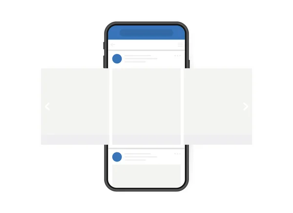 Sosyal medya tasarım konsepti. Sosyal ağ üzerinde arayüz atlıkarınca sonrası ile Smartphone. Modern düz stil vektör illüstrasyon.