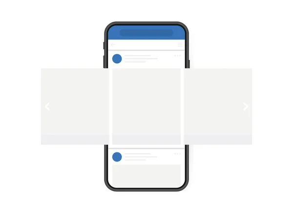 Designkoncept För Sociala Medier Smartphone Med Gränssnitt Carousel Post Sociala — Stock vektor