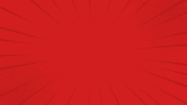 Rayos Cómicos Fondo Rojo Con Halfones Ilustración Vectorial Estilo Retro — Vector de stock