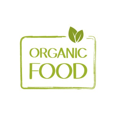 Organik gıda etiketi. Vejetaryen, doğal, organik, taze, gıda etiketi. Vektör grafik tasarımı.