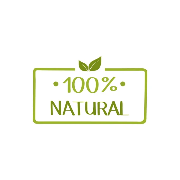 100 Prozent Natürliches Lebensmitteletikett Vegetarisch Natürlich Bio Frisch Lebensmittelaufkleber Vektorgrafik — Stockvektor