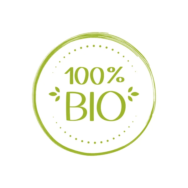 Étiquette 100 Bio Autocollant Naturel Bio Frais Alimentaire Conception Graphique — Image vectorielle